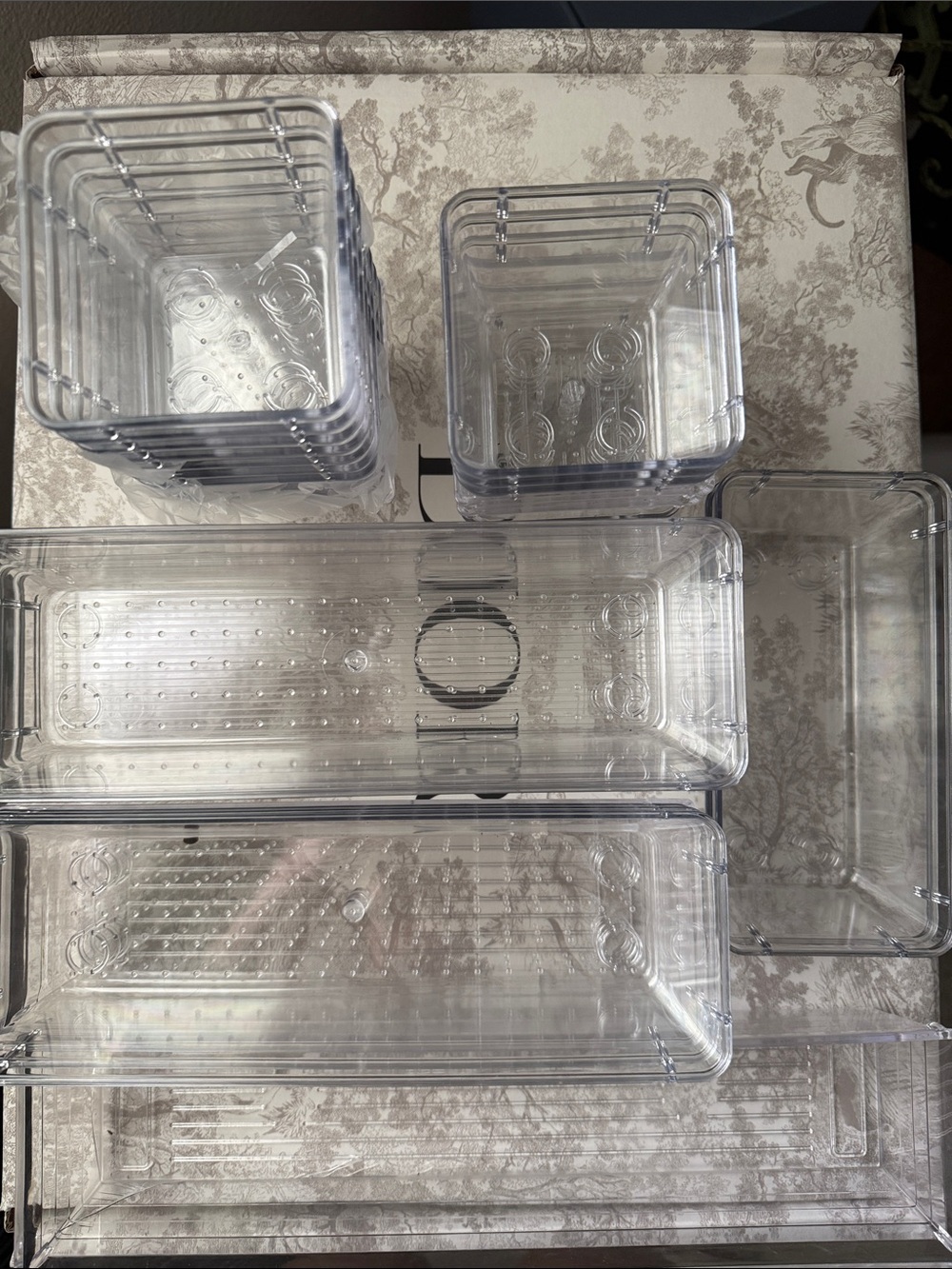 Clear Plastic Pantry & Fridge Storage Organizer Set - Transparent